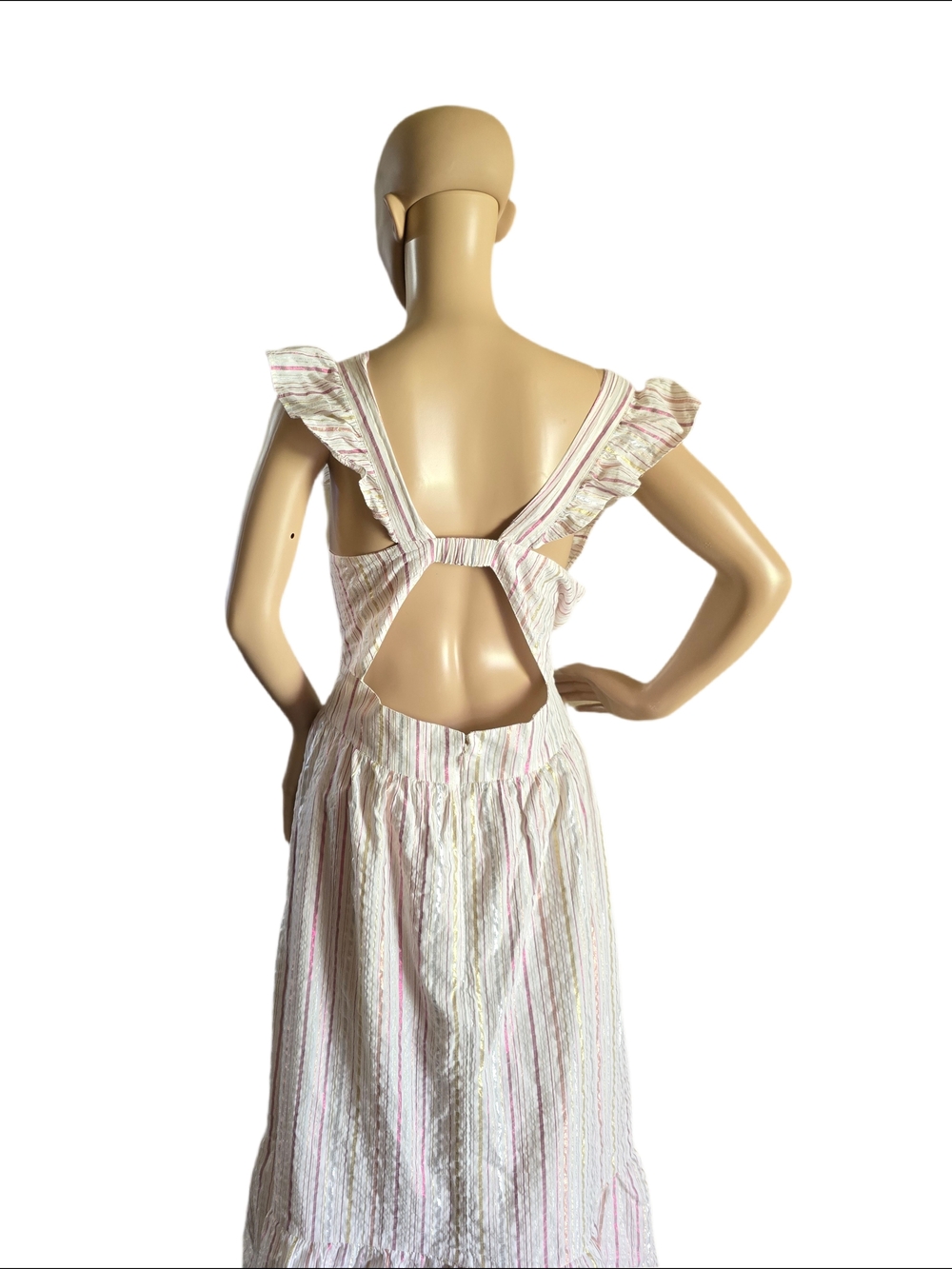 LOFT Backless Cotton Midi Dress with Metallic Accents